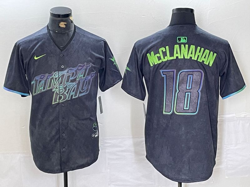 Men Tampa Bay Rays #18 McClanahan Nike MLB Limited City Connect Black 2024 Jersey style 5